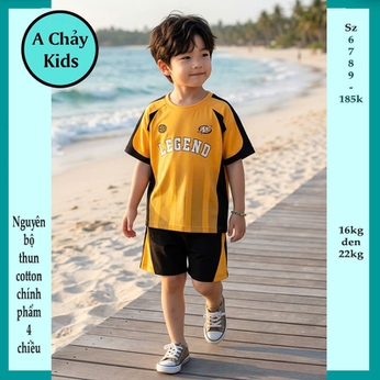 Quần áo bé trai cotton in chữ LEGEND phối màu loang phong cách cá tính cho bé diện đi chơi , đi học 