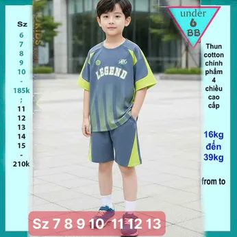 Quần áo bé trai cotton in chữ LEGEND phối màu loang phong cách cá tính cho bé diện đi chơi , đi học 