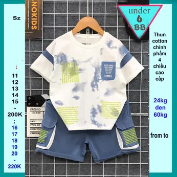 Quần áo bé trai cotton in chữ phối màu loang ( Mã 002 )