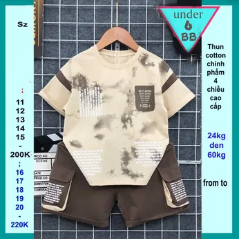 Quần áo bé trai cotton in chữ phối màu loang ( Mã 002 )