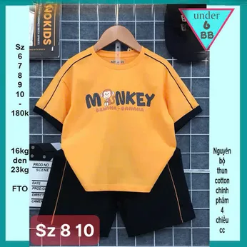 Quần áo bé trai cotton in chữ MONKEY phong cách cá tính cho bé diện đi chơi , đi học 
