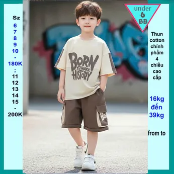 Quần áo bé trai cotton in chữ phong cách cá tính cho bé yêu diện đi chơi , du lịch