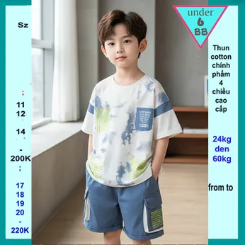 Quần áo bé trai cotton in chữ phối màu loang ( Mã 002 )