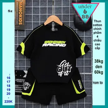 Quần áo bé trai cotton in chữ Racing get out phong cách cá tính cho bé đi chơi , đi học 