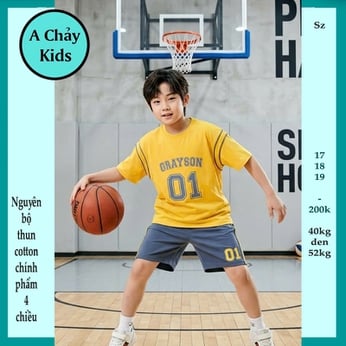 Quần áo bé trai cotton in chữ số Crayson 01 phong cách thể thao cho bé đi chơi ,đi học