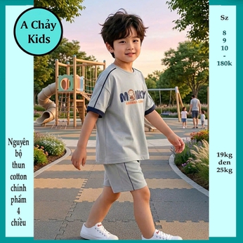 Quần áo bé trai cotton in chữ MONKEY phong cách cá tính cho bé diện đi chơi , đi học 