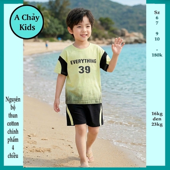 Quần áo bé trai cotton in số 39 phối màu loang phong cách cá tính cho bé đi chơi , đi học