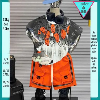 Quần áo bé trai ( Áo thun cotton + Quần vải dù ) in hình mặt cười phối màu loang phong cách cực cá tính siêu ngầu cho bé đi chơi , đi du lịch