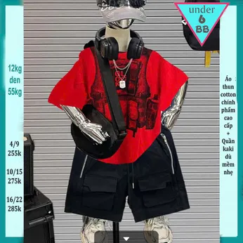 Quần áo bé trai ( Áo thun cotton + Quần vải dù ) in phối màu loang phong cách cực cá tính siêu ngầu cho bé đi chơi , đi du lịch