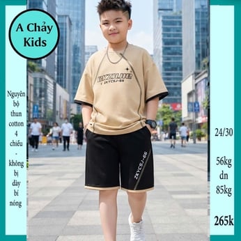 Quần áo bé trai size lớn in chữ BKZHJIE phong cách cá tính cho bé đi chơi , đi học