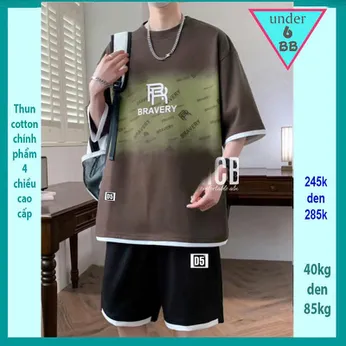 Quần áo bé trai size lớn in chữ BRAVERY phối màu loang mang phong cách cá tính dành cho tuổi teen đi chơi , đi học