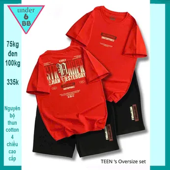 Quần áo bé trai size lớn in chữ - Đỏ 020