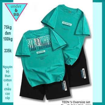 Quần áo bé trai size lớn in chữ - xanh 021