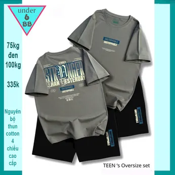 Quần áo bé trai size lớn in chữ - Xám 020