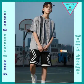 Đồ bộ bé trai hiphop in chữ - xám 009