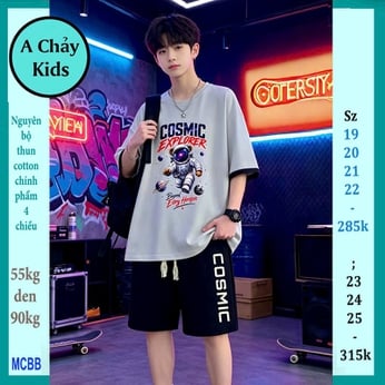 Quần áo bé trai size lớn in chữ COSMIC Phi Hành Gia phong cách tuổi teen cá tính cho bé diện phố 