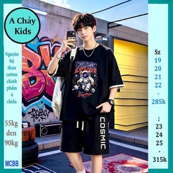 Quần áo bé trai size lớn in chữ COSMIC Phi Hành Gia phong cách tuổi teen cá tính cho bé diện phố 