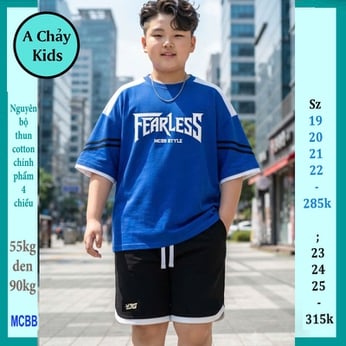 Quần áo bé trai size lớn in chữ FEARLESS phong cách cá tính dành cho tuổi teen diện phố