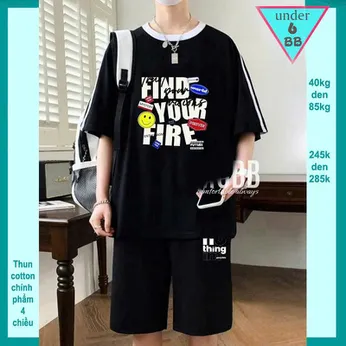 Quần áo bé trai size lớn in chữ FIND YOUR FIRE phong cách thời trang cá tính cho bé đi chơi , đi học