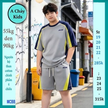Quần áo bé trai size lớn in chữ MC phong cách trơn đơn giản cho bé lớn diện phố
