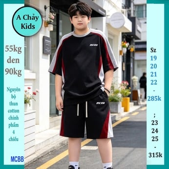 Quần áo bé trai size lớn in chữ MC phong cách trơn đơn giản cho bé lớn diện phố