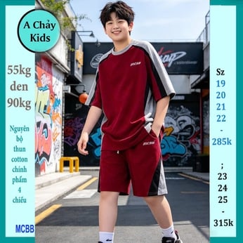 Quần áo bé trai size lớn in chữ MC phong cách trơn đơn giản cho bé lớn diện phố