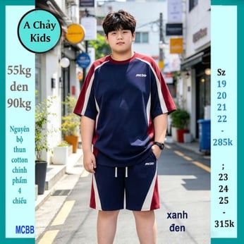 Quần áo bé trai size lớn in chữ MC phong cách trơn đơn giản cho bé lớn diện phố