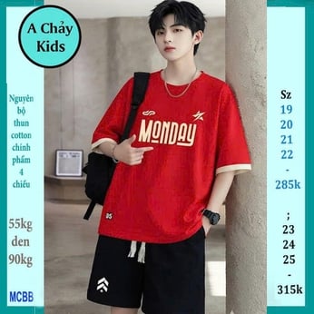 Quần áo bé trai size lớn in chữ MONDAY phong cách tuổi teen cá tính cho bé diện phố