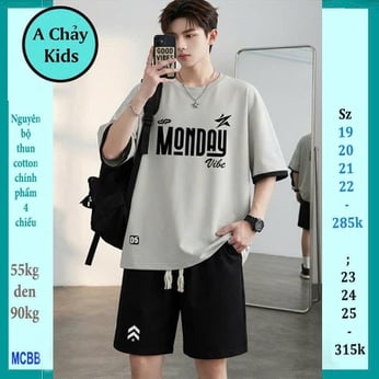 Quần áo bé trai size lớn in chữ MONDAY phong cách tuổi teen cá tính cho bé diện phố