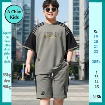 Quần áo bé trai size lớn in chữ Never phong cách đơn giản tuổi teen cá tính diện phố