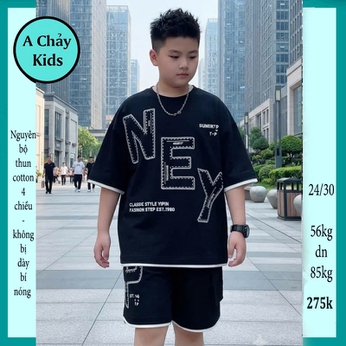 Quần áo bé trai size lớn in chữ NEY phong cách hàn quốc cá tính cho bé đi chơi , du lịch