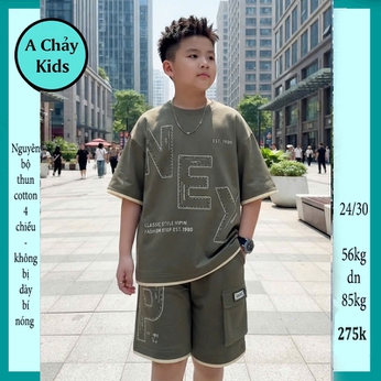 Quần áo bé trai size lớn in chữ NEY phong cách hàn quốc cá tính cho bé đi chơi , du lịch
