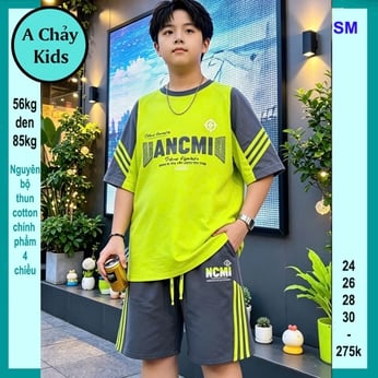 Quần áo bé trai size lớn in chữ ANCMI phối màu cá tính cho bé diện đi chơi ,đi học