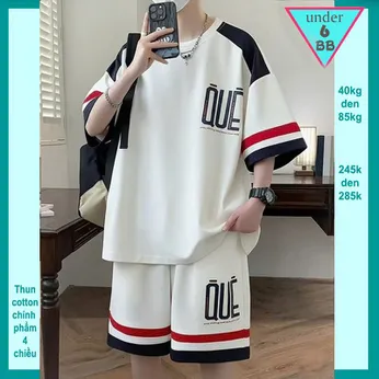 Quần áo bé trai size lớn in chữ QUE phong cách cá tính dành cho tuổi teen đi chơi , đi học