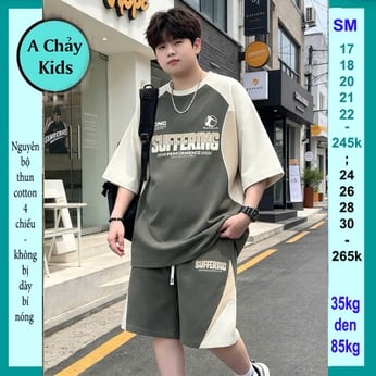 Quần áo bé trai size lớn in chữ SUFFRI phong cách cá tính cho bé đi chơi , đi học