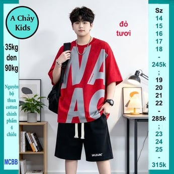 Quần áo bé trai size lớn in chữ WAAC phong cách tuổi teen cá tính cho bé đi chơi , dạo phố