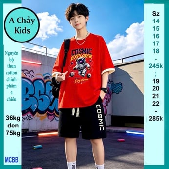 Quần áo bé trai size lớn in chữ COSMIC Phi Hành Gia phong cách tuổi teen cá tính cho bé diện phố 