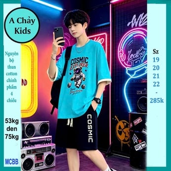 Quần áo bé trai size lớn in chữ COSMIC Phi Hành Gia phong cách tuổi teen cá tính cho bé diện phố 