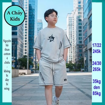 Quần áo bé trai size lớn in Ngôi Sao phong cách đơn giản dành cho tuổi teen đi chơi , đi học