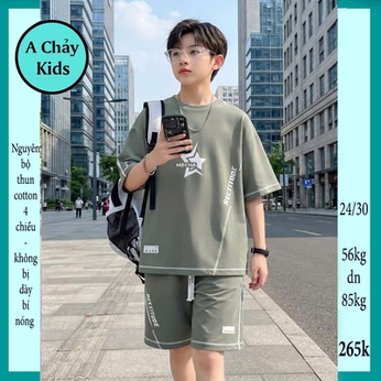 Quần áo bé trai size lớn in Ngôi Sao phong cách đơn giản dành cho tuổi teen đi chơi , đi học