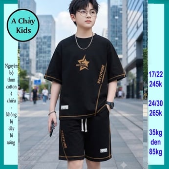 Quần áo bé trai size lớn in Ngôi Sao phong cách đơn giản dành cho tuổi teen đi chơi , đi học