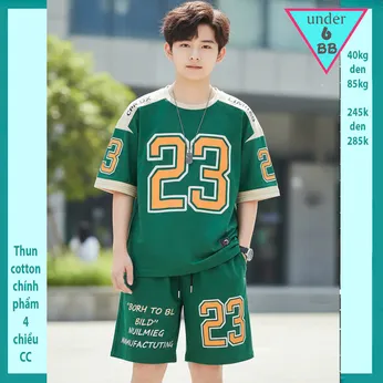 Quần áo bé trai size lớn in số 23 phong cách thể thao cá tính dành cho tuổi teen đi chơi ,đi học