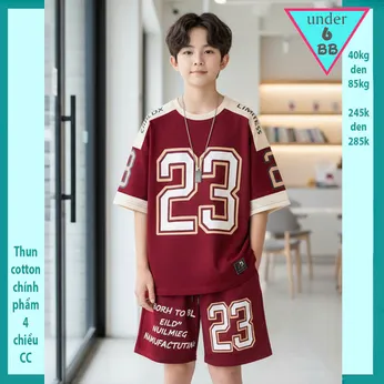 Quần áo bé trai size lớn in số 23 phong cách thể thao cá tính dành cho tuổi teen đi chơi ,đi học