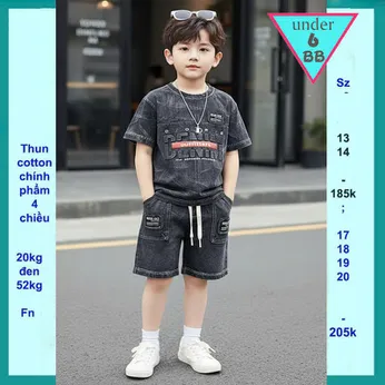 Quần áo bé trai ( vải wash) in chữ nổi phong cách cá tính hiphop cho bé đi chơi , đi học