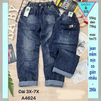 Quần jean dài bé trai ( A4624 - 55kg đến 75kg )