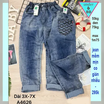 Quần jean dài bé trai ( A4626- 55kg đến 75kg )