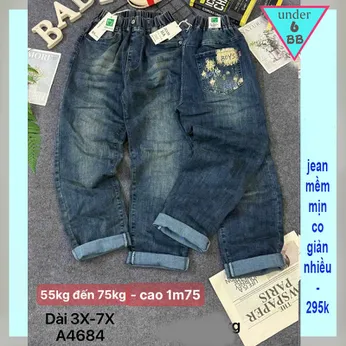 Quần jean dài bé trai ( A4684 - 55kg đến 75kg )