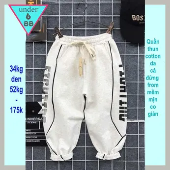 Quần thun dài bé trai (34kg đến 52kg ) in chữ FIGHTING đơn giản dễ dàng phối áo cho bé diện đi chơi , du lịch