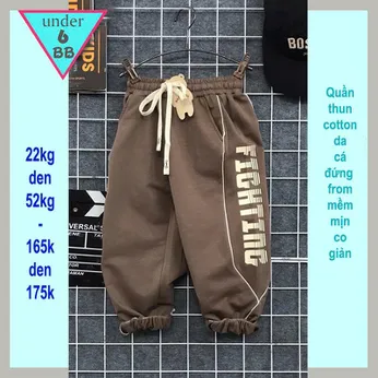 Quần thun dài bé trai (22kg đến 52kg ) in chữ FIGHTING đơn giản dễ dàng phối áo cho bé diện đi chơi , du lịch