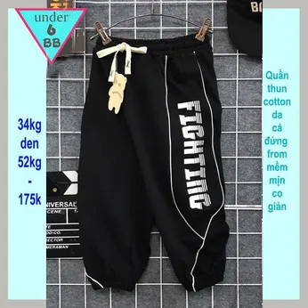 Quần thun dài bé trai (34kg đến 52kg ) in chữ FIGHTING đơn giản dễ dàng phối áo cho bé diện đi chơi , du lịch